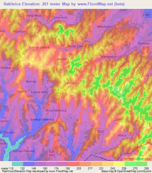 Rakitnica,Croatia Elevation Map