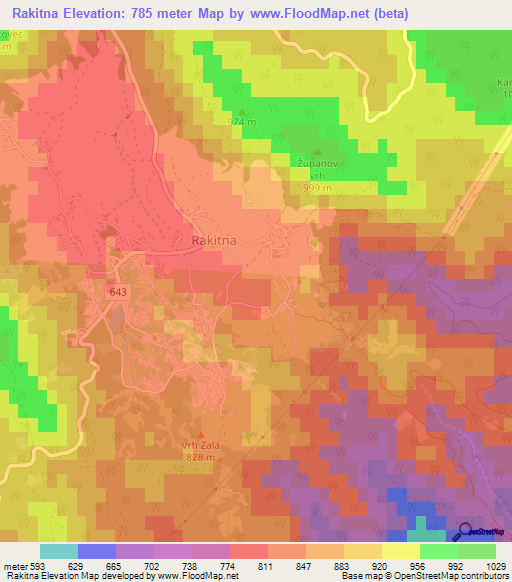 Rakitna,Slovenia Elevation Map