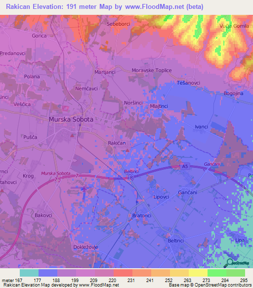 Rakican,Slovenia Elevation Map