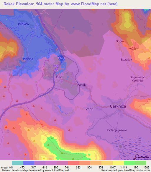 Rakek,Slovenia Elevation Map