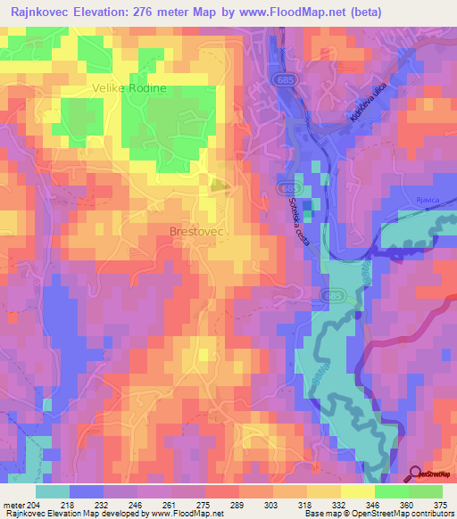 Rajnkovec,Slovenia Elevation Map