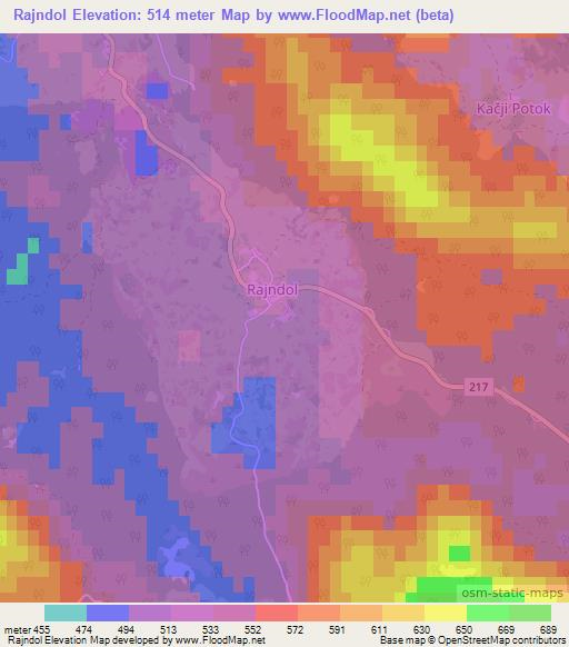 Rajndol,Slovenia Elevation Map