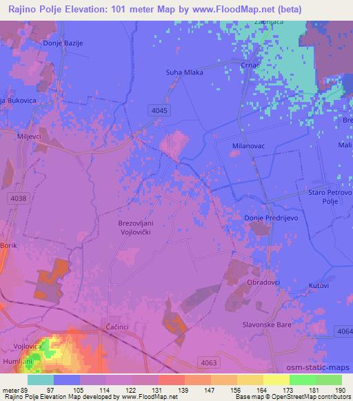 Rajino Polje,Croatia Elevation Map