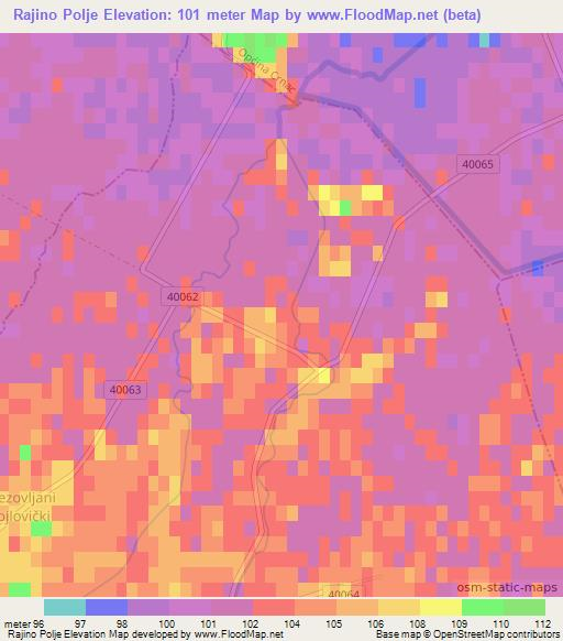 Rajino Polje,Croatia Elevation Map