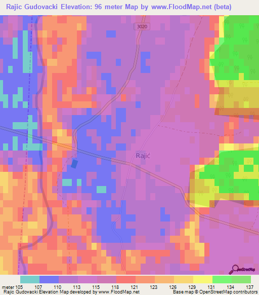 Rajic Gudovacki,Croatia Elevation Map