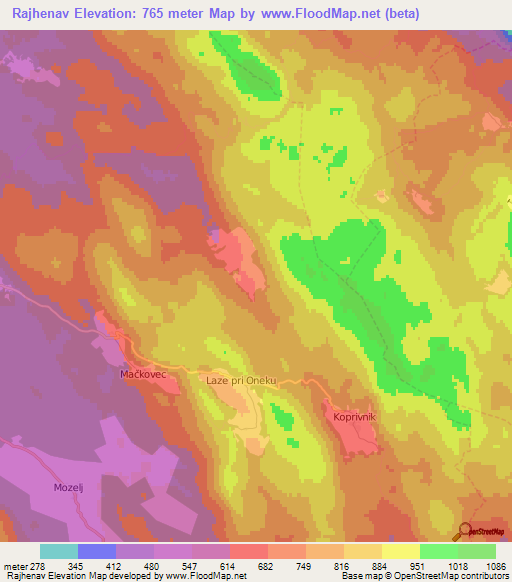 Rajhenav,Slovenia Elevation Map