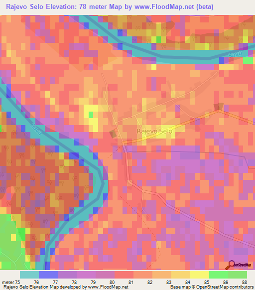 Rajevo Selo,Croatia Elevation Map