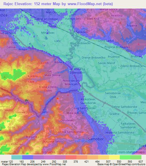 Rajec,Slovenia Elevation Map