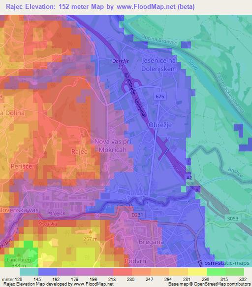 Rajec,Slovenia Elevation Map