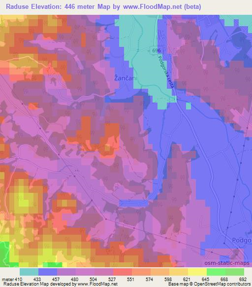 Raduse,Slovenia Elevation Map