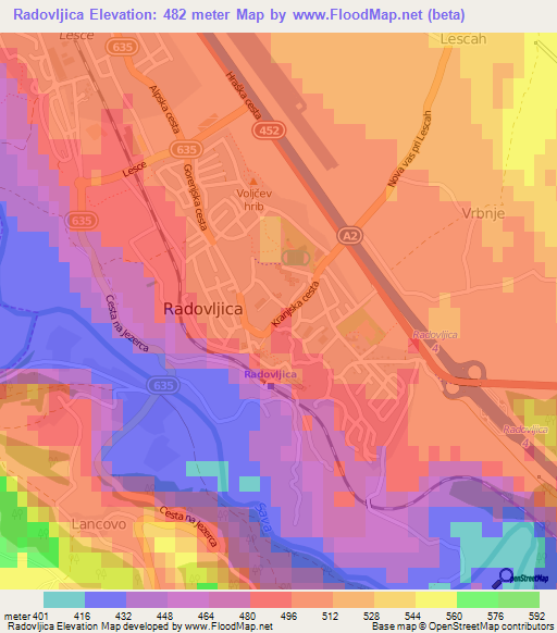 Radovljica,Slovenia Elevation Map