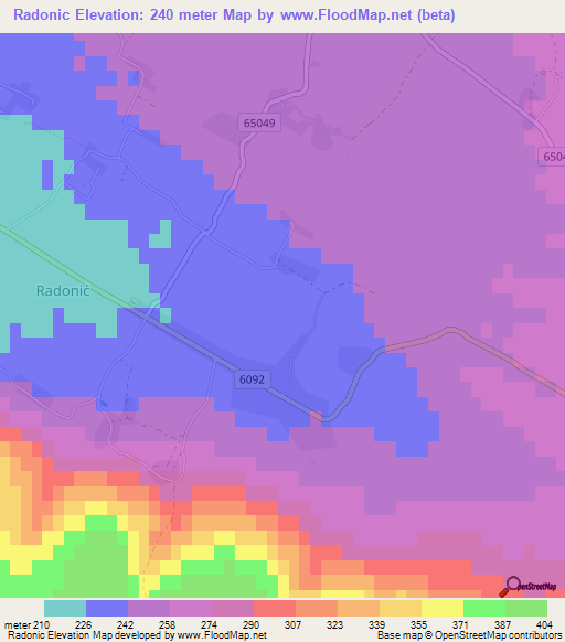 Radonic,Croatia Elevation Map