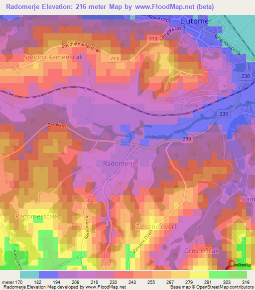 Radomerje,Slovenia Elevation Map