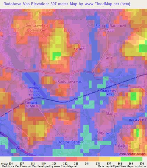 Radohova Vas,Slovenia Elevation Map