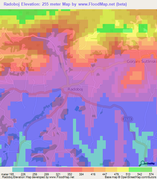 Radoboj,Croatia Elevation Map