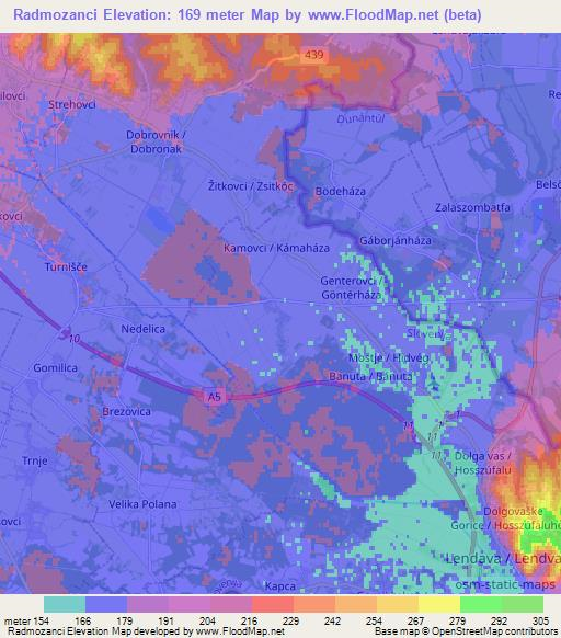 Radmozanci,Slovenia Elevation Map