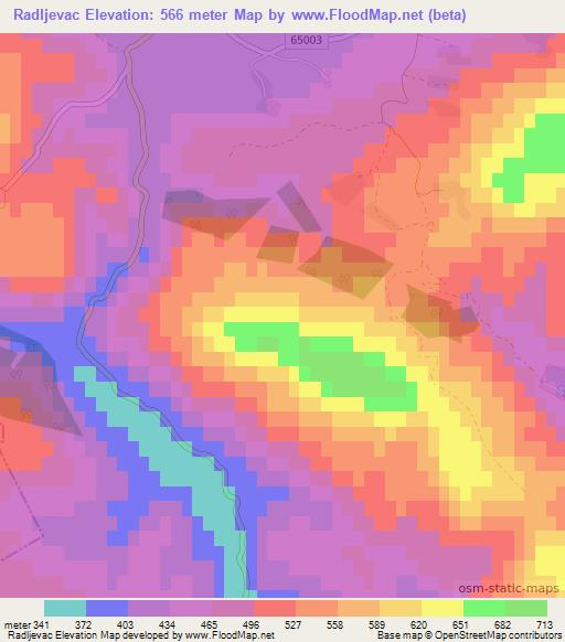 Radljevac,Croatia Elevation Map