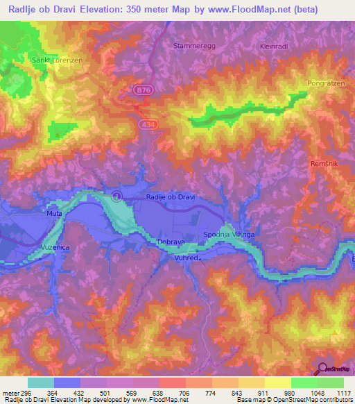 Radlje ob Dravi,Slovenia Elevation Map