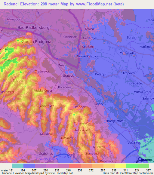 Radenci,Slovenia Elevation Map