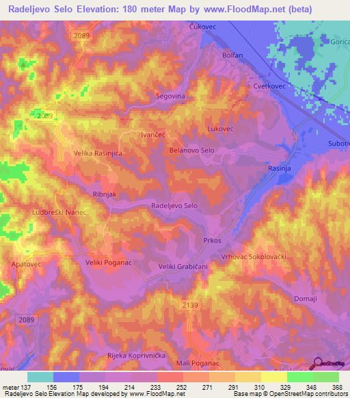 Radeljevo Selo,Croatia Elevation Map