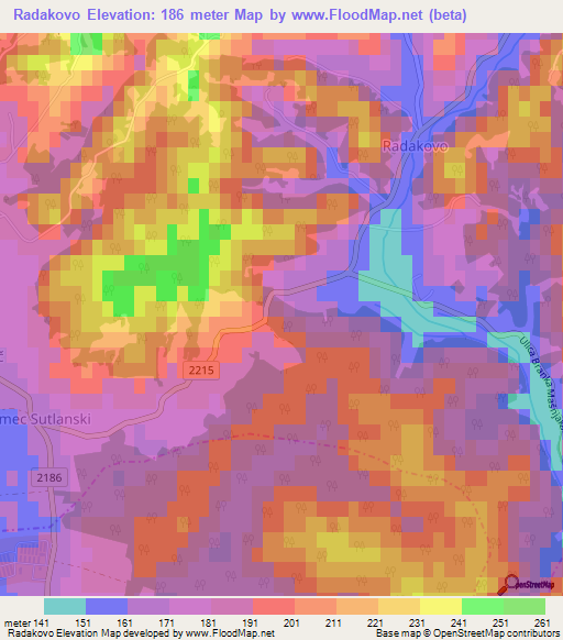 Radakovo,Croatia Elevation Map