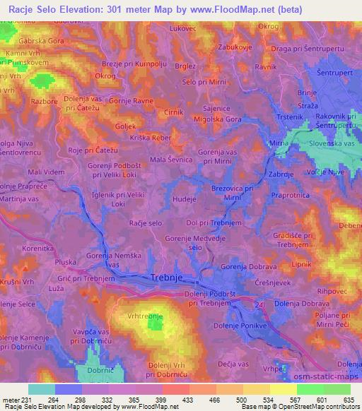 Racje Selo,Slovenia Elevation Map