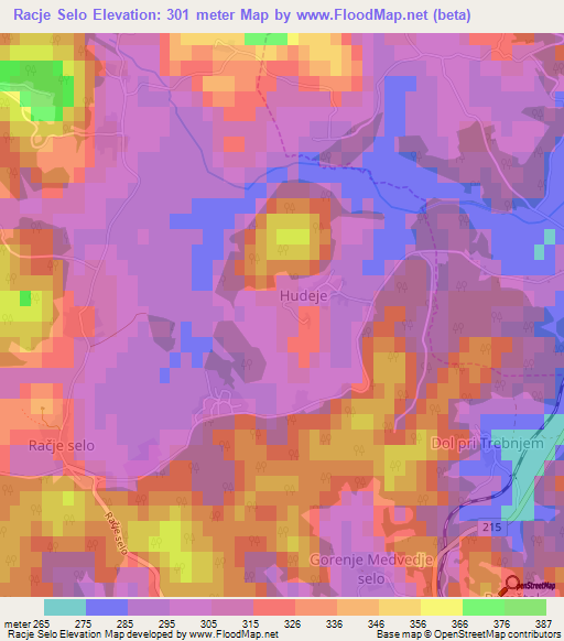 Racje Selo,Slovenia Elevation Map