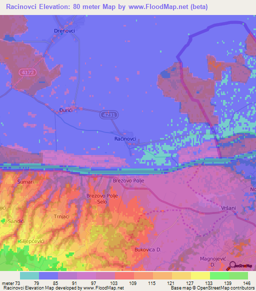 Racinovci,Croatia Elevation Map