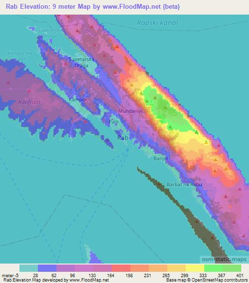 Rab,Croatia Elevation Map