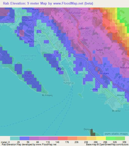 Rab,Croatia Elevation Map