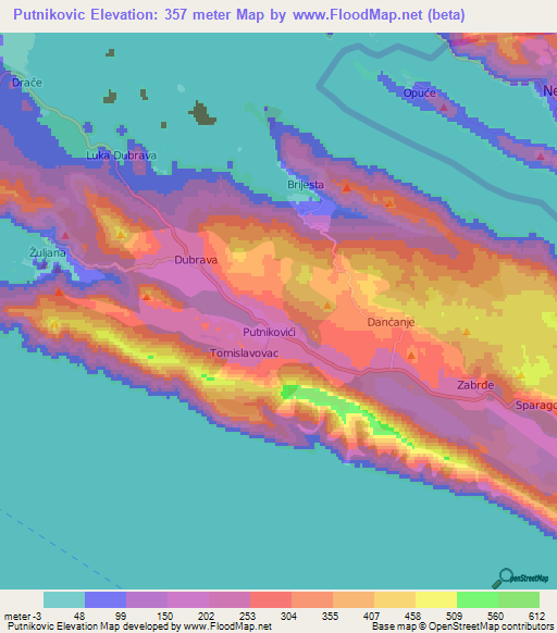 Putnikovic,Croatia Elevation Map