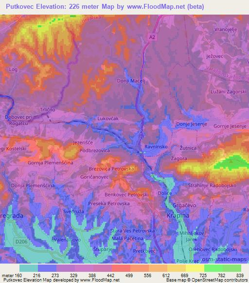 Putkovec,Croatia Elevation Map