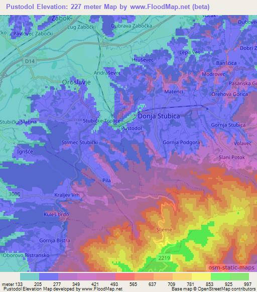 Pustodol,Croatia Elevation Map