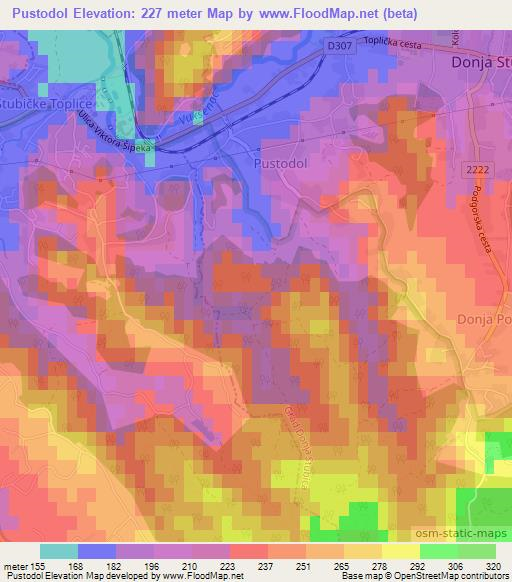 Pustodol,Croatia Elevation Map