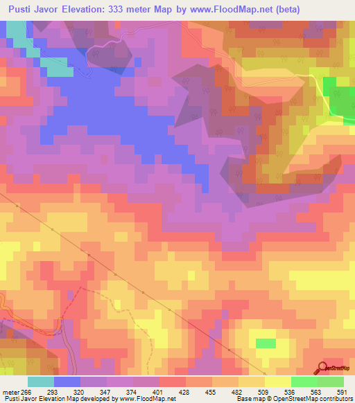 Pusti Javor,Slovenia Elevation Map