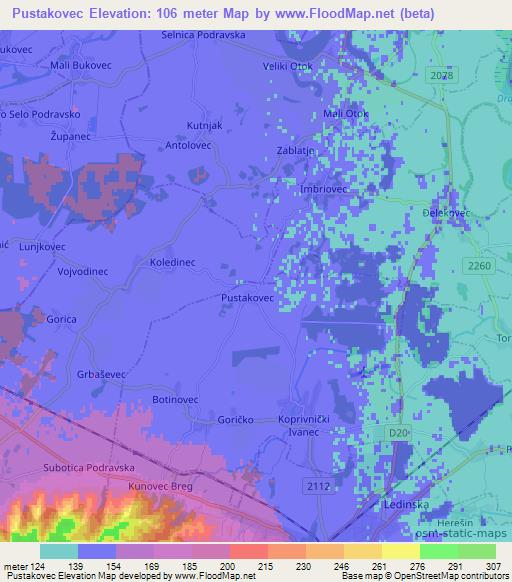 Pustakovec,Croatia Elevation Map