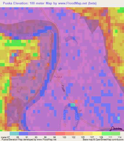 Puska,Croatia Elevation Map