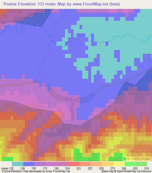 Pusina,Croatia Elevation Map