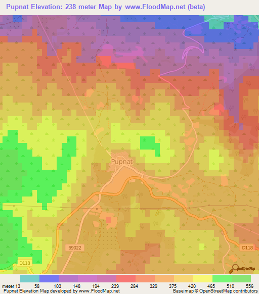 Pupnat,Croatia Elevation Map