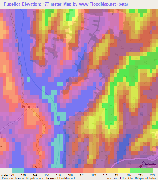 Pupelica,Croatia Elevation Map