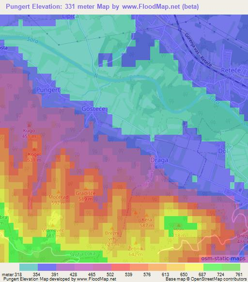 Pungert,Slovenia Elevation Map