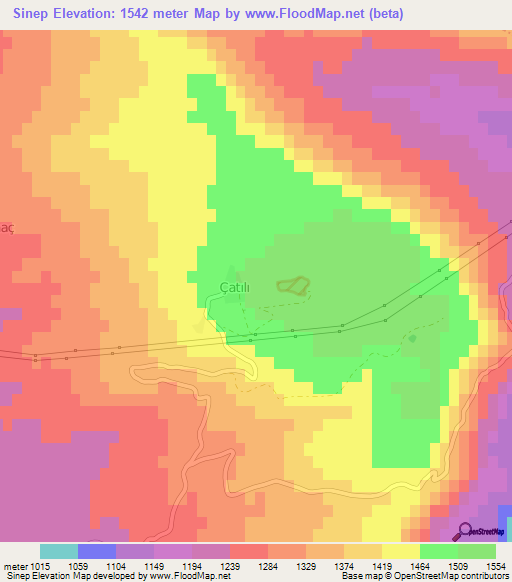 Sinep,Turkey Elevation Map