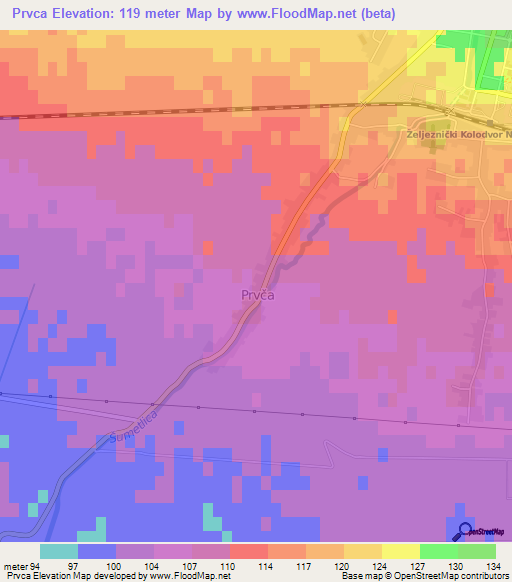 Prvca,Croatia Elevation Map