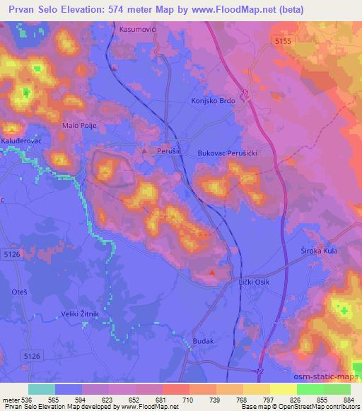 Prvan Selo,Croatia Elevation Map