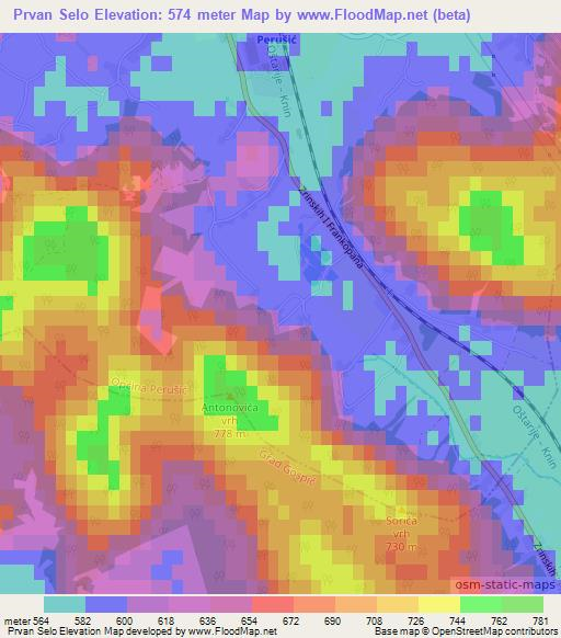 Prvan Selo,Croatia Elevation Map