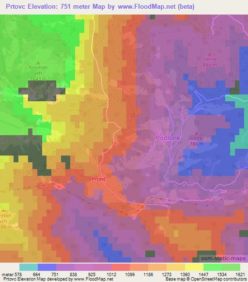 Prtovc,Slovenia Elevation Map