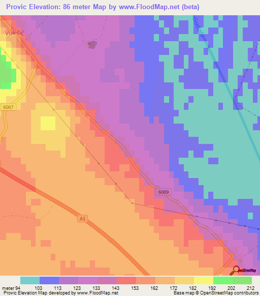 Provic,Croatia Elevation Map