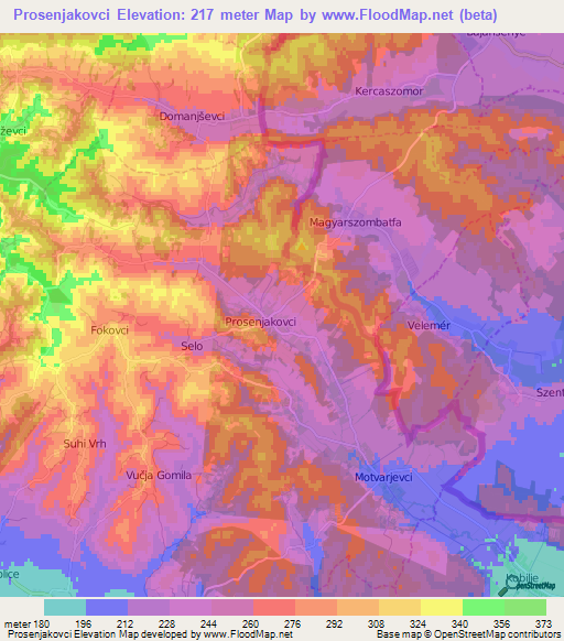 Prosenjakovci,Slovenia Elevation Map