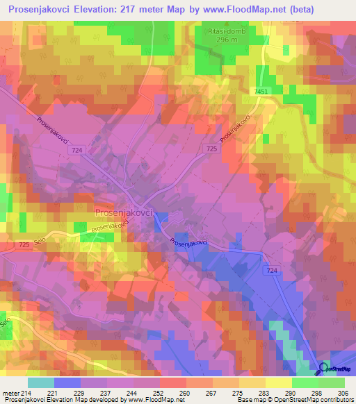 Prosenjakovci,Slovenia Elevation Map