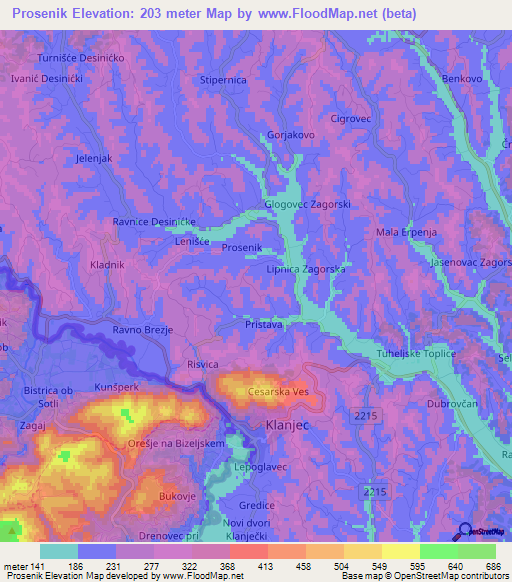 Prosenik,Croatia Elevation Map